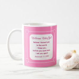 Cute Baby Shower Bible Verse Stripe Rosa Party Kaffemugg