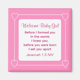 Cute Baby Shower Bible Verse Stripe Rosa Party Magnet