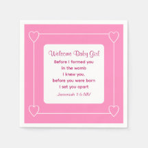 Cute Baby Shower Bible Verse Stripe Rosa Party