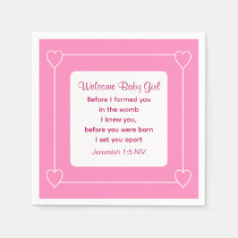 Cute Baby Shower Bible Verse Stripe Rosa Party Pappersservett