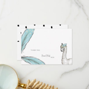 Cute Baby Shower Boho Llama White Tack Kort