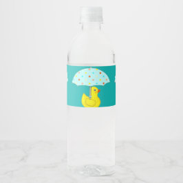 Cute Baby Shower Ducky med paraply Vattenflaskor Etikett