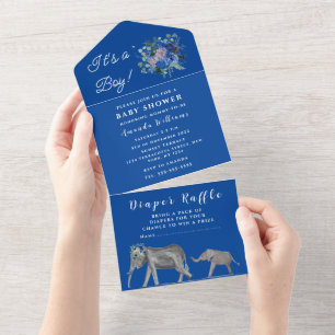 Cute Baby Shower Elephant Det är en Blommigt Blue