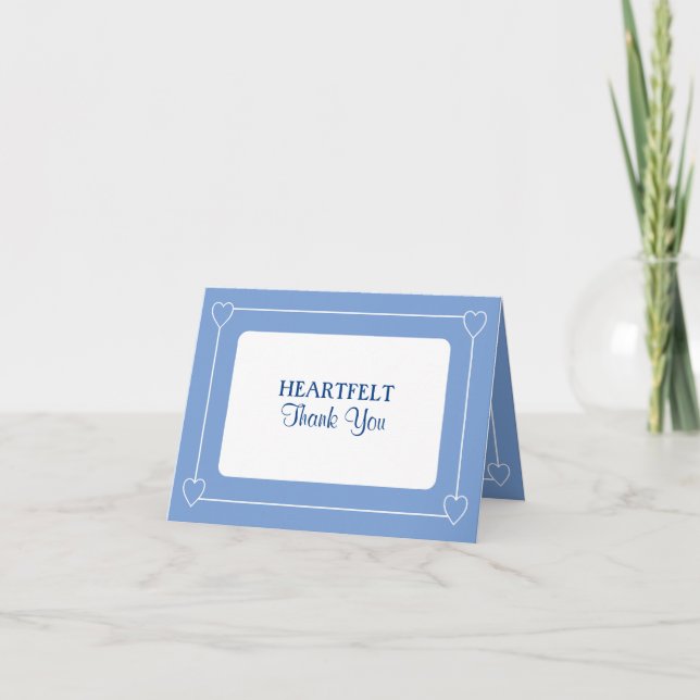 Cute Baby Shower - enkelt blått tackkort (Framsida)