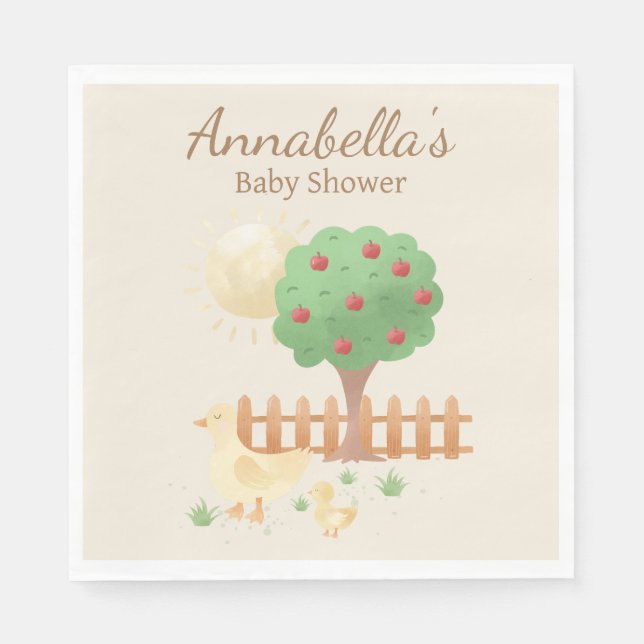 Cute Baby Shower för mamma och Baby Anka Pappersservett (Framsidan)