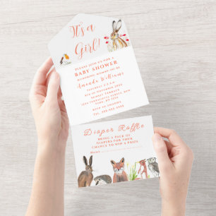 Cute Baby Shower Fox Hare Det är en Blommigt för f