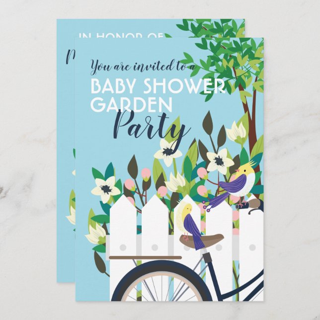 Cute Baby Shower Garden Party, inbjudan till Blomm (Fram/baksida)