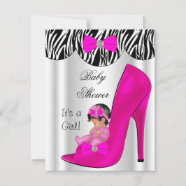 Cute Baby Shower Girl Shock rosa Baby Shoe Inbjudningar