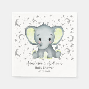 Cute Baby Shower Gult Elephant Napkins Pappersservett