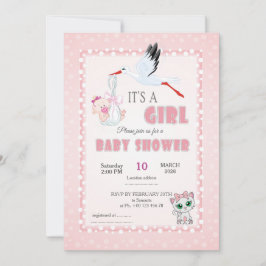 Cute Baby Shower Invitation - it is a girl! Inbjudningar