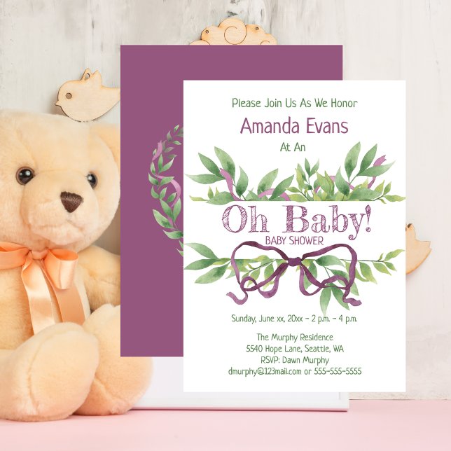 Cute Baby Shower Lila Inbjudningar (Cute Baby Shower Purple Invitation)
