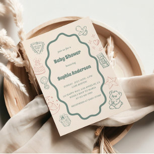 Cute Baby Shower med - Klassisk och Roligt design Inbjudningar