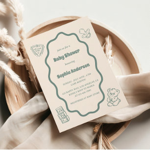 Cute Baby Shower med - Klassisk och Roligt design Inbjudningar