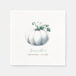 Cute Baby Shower Napkins Watercolor White Pumpkin Pappersservett