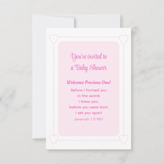 Cute Baby Shower Soft Rosa Christian Simple Inbjudningar (Framsida)