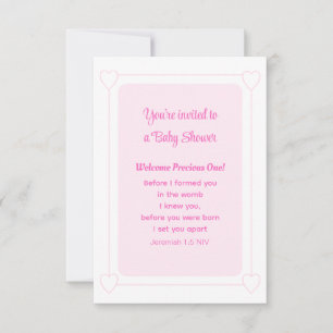 Cute Baby Shower Soft Rosa Christian Simple Inbjudningar