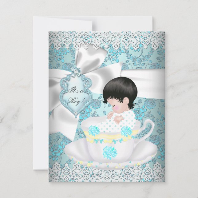 Cute Baby Shower Teal Boy eller Girl Inbjudningar (Framsida)