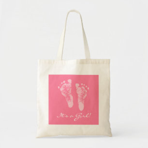 Cute Baby Shower's a Girl Rosa Baby Footprint Tygkasse