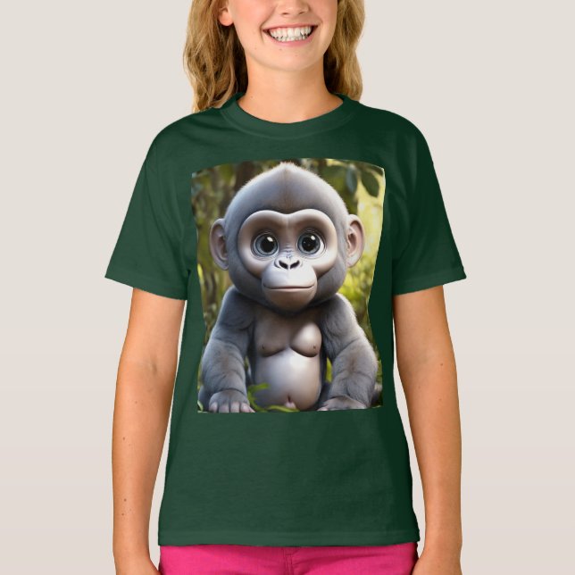Cute Baby Silver Gorilla T-Shirt för barn (Framsida)