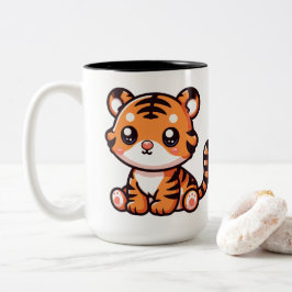 Cute baby sitta tiger tecknad Två-Tonad mugg