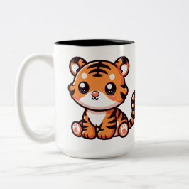 Cute baby sitta tiger tecknad Två-Tonad mugg