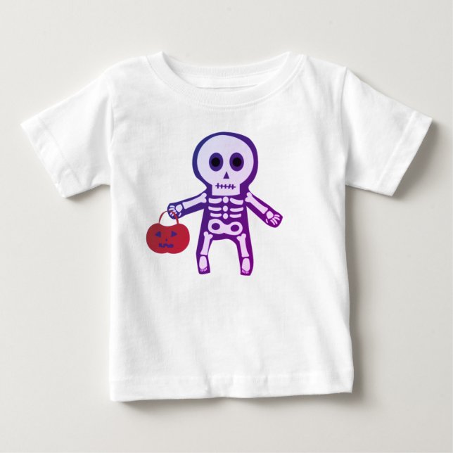 Cute Baby Skeleton Halloween Baby T-Shirt (Framsida)