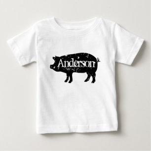 Cute baby-skjorta med vintage gris silhouette t shirt