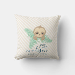Cute Baby Sloth Baby Birgstat Dekorativ kudde