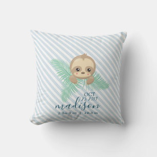 Cute Baby Sloth Baby Birgstat Dekorativ kudde