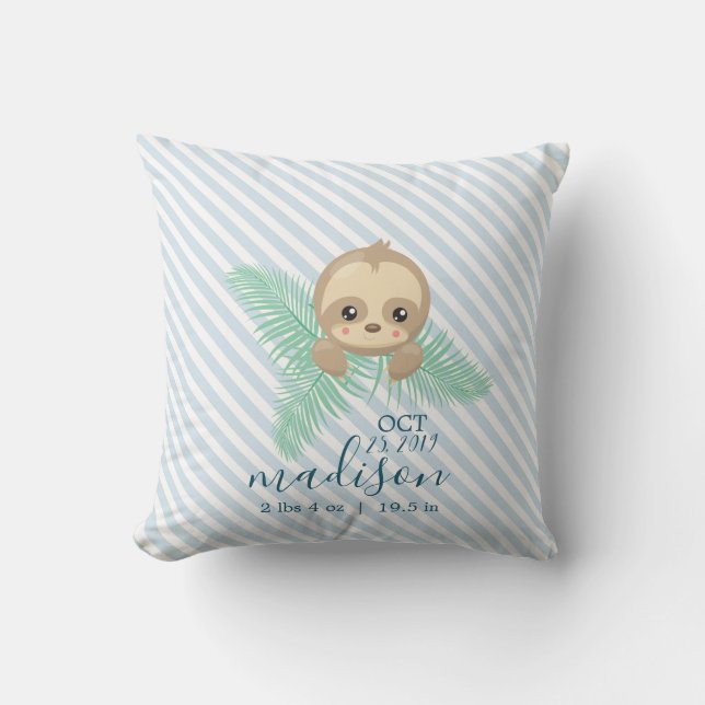 Cute Baby Sloth Baby Birgstat Dekorativ kudde (Framsida)