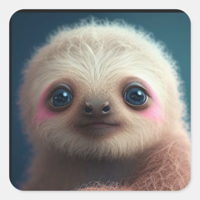 Cute Baby Sloth Fyrkantigt Klistermärke (Framsida)