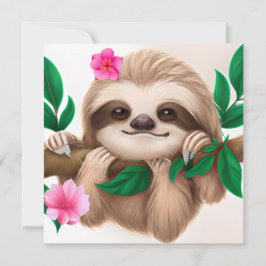 Cute Baby Sloth Hanging i Träd Inbjudningar