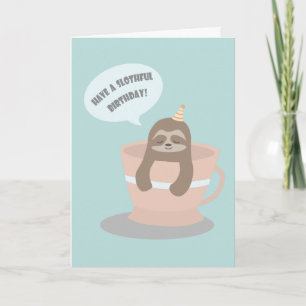 Cute Baby Sloth i Tekopp Kort