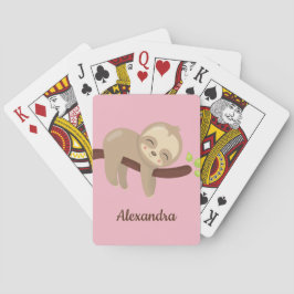 Cute Baby Sloth Kawaii Animal Illustration Rosa Casinokort