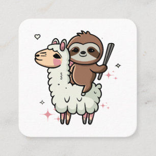 Cute Baby Sloth och Llama Fyrkantigt Visitkort