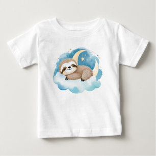 Cute Baby Sloth på Måne - T Shirt