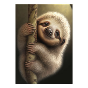 Cute Baby Sloth Smiling Wildlife Nature Animal Fototryck