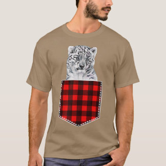 Cute Baby Snow Leopard Animal Peeking Out Of Pocke T Shirt