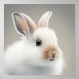 Cute Baby Snowshow Hare Porträtt (Bunny) | 1:1 Poster