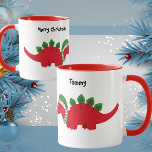 Cute Baby Stegosaurus med färgstark julhatt Mugg