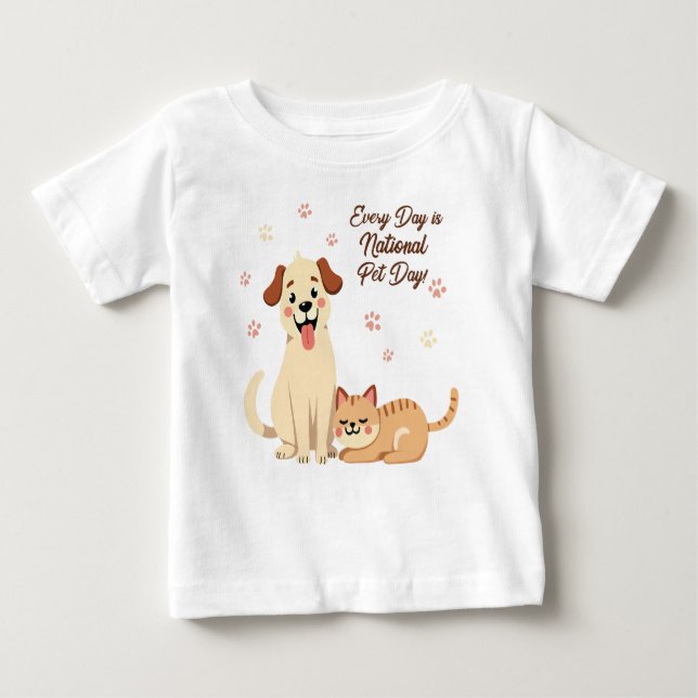 Cute Baby T-Shirt med Hund och katt (Framsida)