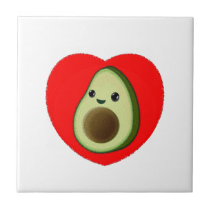 Cute Baby Tecknad avocado i rött hjärta Kakelplatta