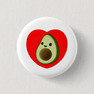 Cute Baby Tecknad avocado i rött hjärta Knapp