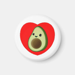 Cute Baby Tecknad avocado i rött hjärta Magnet
