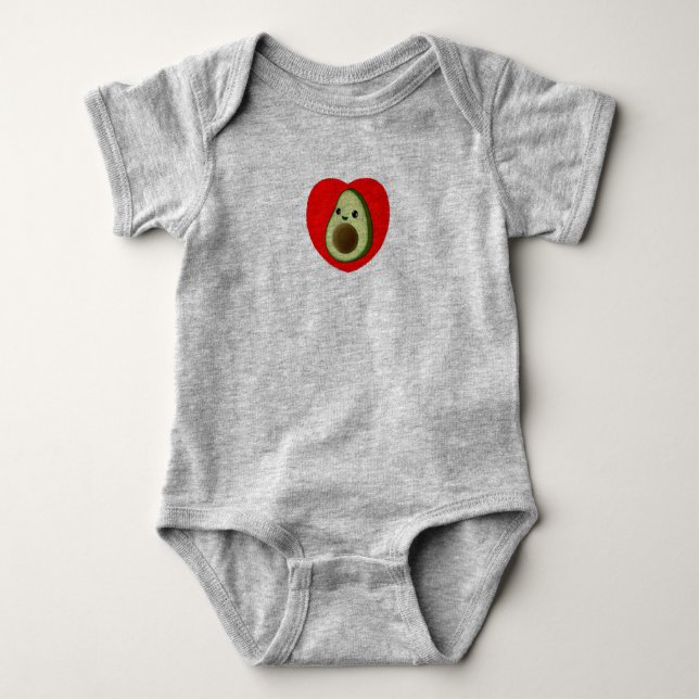 Cute Baby Tecknad avocado i rött hjärta T Shirt (Framsida)