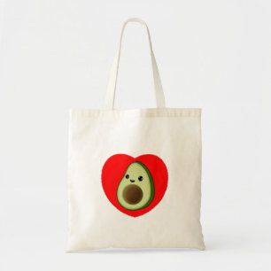 Cute Baby Tecknad avocado i rött hjärta Tygkasse
