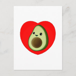 Cute Baby Tecknad avocado i rött hjärta Vykort