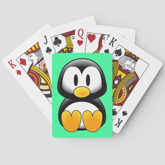 Cute Baby Tecknad Penguin Spel Kort (Baksidan)