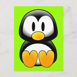 Cute Baby Tecknad Penguin Vykort