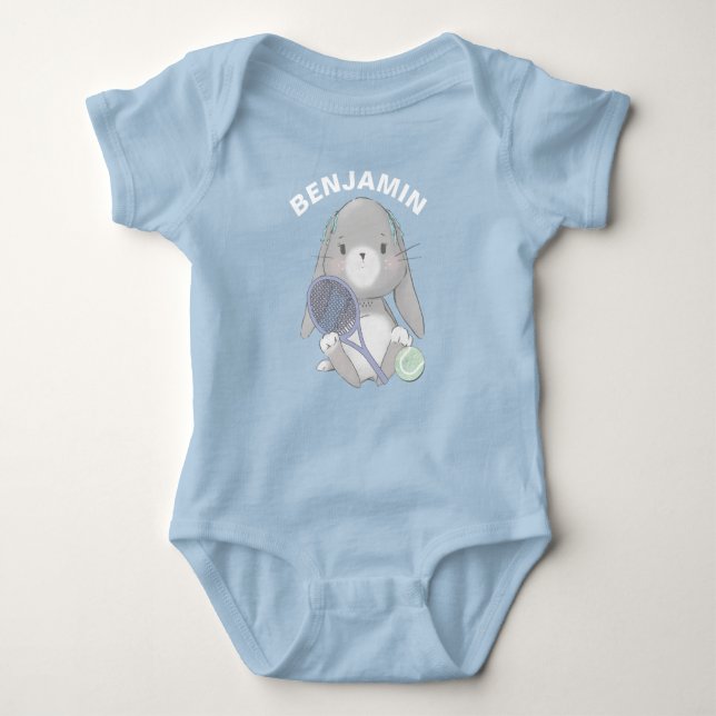 Cute baby tennis-spelare med eget namn t shirt (Framsida)